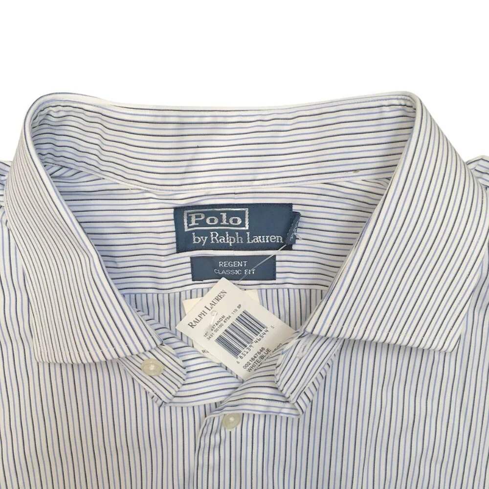 NEW Polo Ralph Lauren Regent Dress Shirt! 18 34/35 Classic Fit White With Stripe